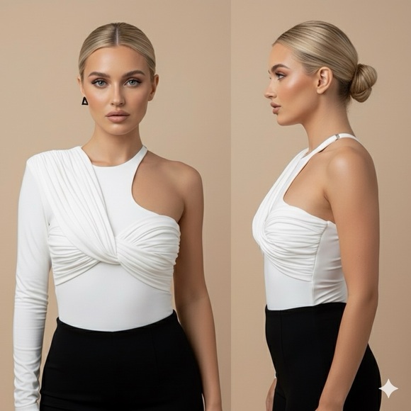 Goddess Sculpt One-Shoulder Bodysuit - Picture 3 of 12